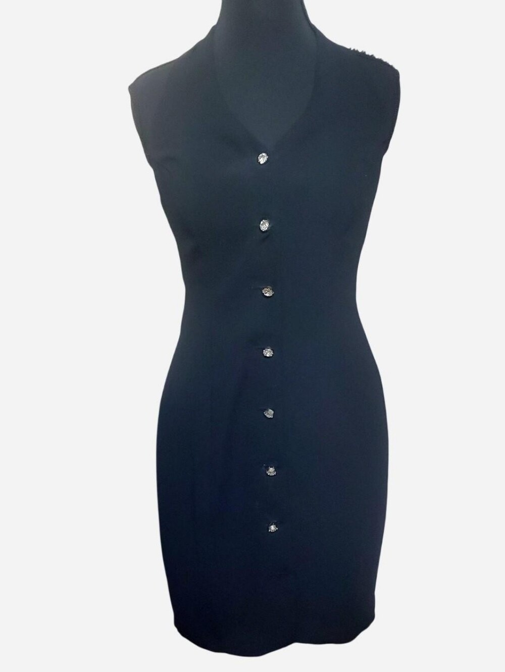 Vintage Little Black Dress Womens 2 Black Button Down CDC Petites Caren Desiree